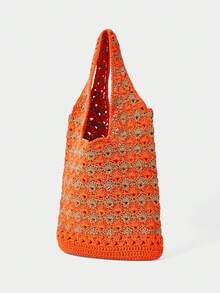 SHECARRY Bolso de hombro de mujer tejido a mano, colorido y con estilo - Multicolor - Ver 2