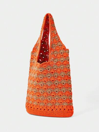 SHECARRY 色彩缤纷、时尚的手工编织女士单肩包