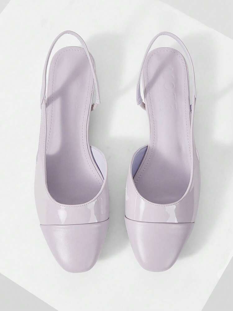 WOMEN'S SHOES NEW FRENCH LAVENDER SIDE SPACE SPLICING CLOSED TOE SQUARE HEEL FASHION TEMPERAMENT CELEBRITY SHOES COMFORTABLE AND NOT TIRED FEET VERSATILE AGE REDUCTION ELEGANT STYLE WOMEN'S SHOES