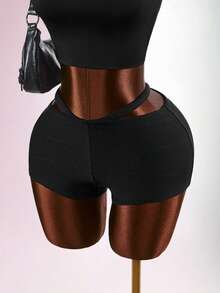 Amplova Women's Fashionable Tummy Control Push-Up Shorts - Black - View 5