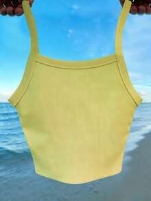 INAWLY Dây đeo mùa hè dành cho nữ, độ co giãn cao và thoải mái, họa tiết thêu chanh bán chạy nhất. - Màu vàng - Xem 2