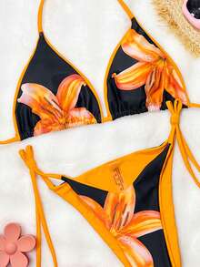 Swim SXY Floral Print Bikini Set For Beach Vacation - Multicolor - View 3