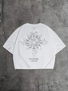 AXEPEAK Men's Minimalist Printed Round Neck Short Sleeve T-Shirt - White - View 2