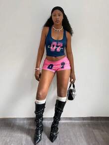 StreetHx Women's Casual 2 Pieces Set With Numeric Print - Multicolor - View 3