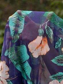 Swim Lushoire 2026 Nouvelle Robe de Plage d'Été Décontractée à Imprimé Tropical Col V Volants Ourlet, Grandes Tailles - Multicolore - Voir 7