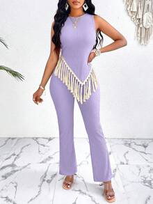 SOLERSUN Asymmetrical Hem, Streaming Texture Fabric Set - Mauve Purple - View 3