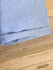 Souflis Souflis 两件套男婴正式绅士风套装，包括白色短袖衬衫配领结和休闲弹力腰带背带短裤，时尚优雅帅气，适合生日派对、庆典、演出、婚礼、洗礼和庆祝活动等场合，夏季穿着。 - 藍色 - 查看 8