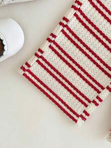 SHEIN Baby Girl Striped Print Short Sleeve T-Shirt And Pants Casual Outfit - Red - View 3