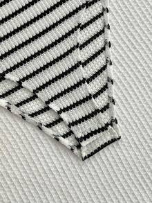 Elamini Body da donna con design creativo a righe sulla scollatura, casual, nuova collezione vacanze - Bianco - Visualizzare 6