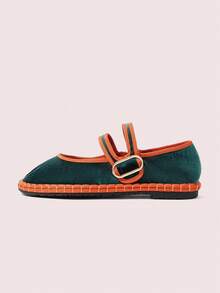 CUCCOO DOLLMOD Women's Casual Versatile Commute Simple Buckle Flats - Dark Green - View 7