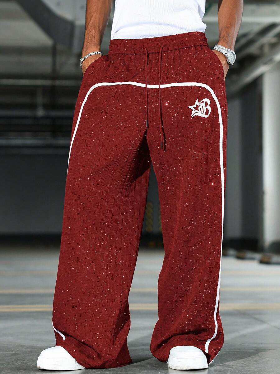 PAVTROS Young Street 纹理闪光裤 - 深紅色 - 查看 1