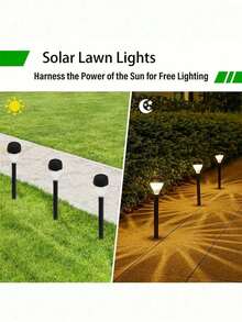 8-Piece Solar Powered LED Lawn Lights, Warm/White LED, Outdoor Garden Lights, Pathway Lights, Waterfall Design, Durable ABS Material, Flush Mounting Design, Easy Installation, Suitable For Gardens, Patios, Balconies, Walkways, Lawns, Sidewalks, Parks - multicolor - View 12
