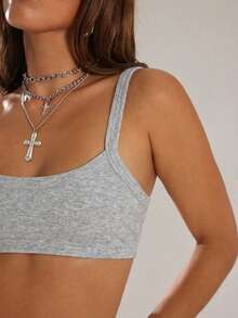 Denimoi 日常穿搭必备露脐上衣 露脐背心 叠穿时尚街头风性感露脐上衣 - 灰色 - 查看 2