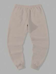 Manfinity Homme Men's Casual Sports Printed Drawstring Sweatpants - Khaki - View 2