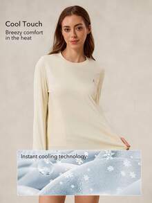 OutZeal 防晒 UPF50+ 凉爽防晒弧形下摆长袖T恤 女款带口袋 - 黃色 - 查看 2