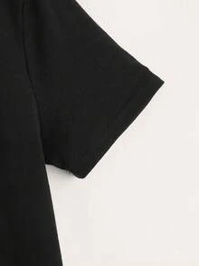 SHEIN Leap Crew Áo thun tay ngắn in khẩu hiệu Tween Boy, trang phục thường ngày, mùa hè - màu đen - Xem 4