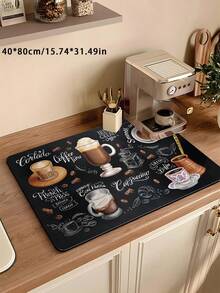 Single-Pack Coffee Mat - Coffee Bar Mat - Water-Absorbing And Anti-Slip Coffee Mat - Suitable For Tabletop - Coffee Bar Accessory - Coffee Dish Draining Mat - Suitable For Coffee Station - Waterproof. - Multicolor - View 11