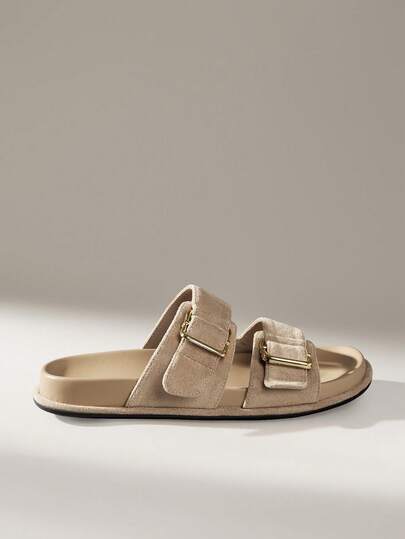 Solecia Women's Vintage-Style Gray Casual/Leisure/Beach Shoes, Versatile, Can Be Worn Outside, Featuring A Single Strap And Sandals. Summer Shoes