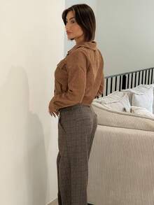 IamThia Corduroy Flap Pocket Button Up Crop Jacket Fall Winter Cloth For Women - Brown - View 4