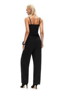 SHEIN Black Camisole Top With Red & Black Abstract Print + "BABY" Text, Cropped Silhouette Enhances Cute-Cool Vibe; Paired With Solid Black Wide-Leg Pants. The Overall Dark Black & Red Tones Are Balanced By The Contrast Of Print Details And Feminine Fit. - Black - View 2