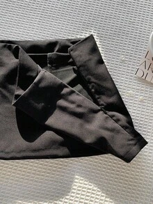 Hourglow Chân váy bút chì co giãn màu trơn cỡ lớn, phù hợp với dáng người đồng hồ cát, thích hợp cho mùa hè. - màu đen - Xem 3