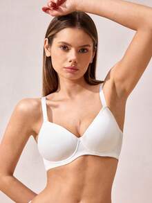 Veilyse 女款極簡純色無鋼圈內衣夏季款 - 白色 - 查看 6