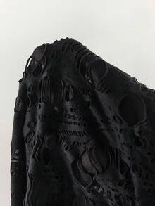 Amplova Y2K Shibuya Gyaru Tight Sleeveless U-Neck Ripped Hole Mini Dress - Black - View 12