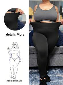 Cardis.Ego Plus Solid Wideband Waist Leggings With Phone Pocket, For Hourglass Body Shape - Black - View 7