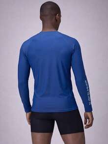 ZELFYO Camiseta de protección solar con estampado de letras y manga larga tipo raglan para hombres - Multicolor - Ver 2