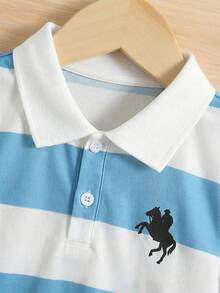 SHEIN 男童纯色短袖翻领Polo衫 - 彩色 - 查看 5