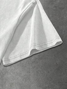 ROMWE MEN Goth Men's Casual Wing & Cross Print T-Shirt, Summer - White - View 5