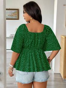 Vionelle Plus Size Casual Versatile Elegant Blouse, Spring/Summer - Green - View 2