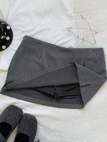 Comfortcana Váy ôm dáng tối giản màu trơn cỡ lớn dành cho nữ, mặc thường ngày - Xám - Xem 6