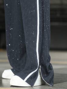 PAVTROS Young Street Textured Glitter Pants - Blue - View 6