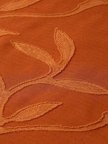 Ellevyn Orange Silhouette Floral Jacquard Romantic Vacation Elegant A-Line Dress - Burnt Orange - View 9