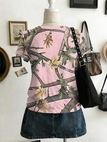 Lalippa Women's Casual Plant Print T-Shirt, Summer - Multicolor - View 2