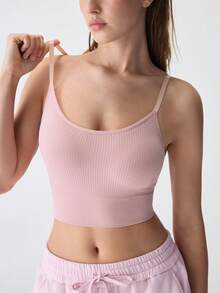 Loungeista Seamless Women Sports Bra Camisole - Baby Pink - View 5