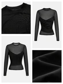 MAIJA Atasan Crop Tanpa Punggung Model Halter Neck dengan Detail Lipatan di Bagian Depan untuk Musim Panas - Hitam - View 7