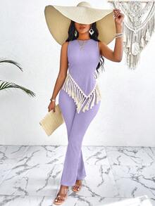 SOLERSUN Asymmetrical Hem, Streaming Texture Fabric Set - Mauve Purple - View 4