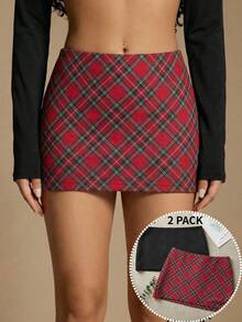 SHEIN EZwear 2pcs/Set Women Knitted Midi Skirts, Multi-Color - Multicolor - View 8