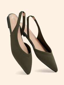 CUCCOO BASICS Women's Pointed Fabric Shoes Are Suitable For Spring And Summer Vacations, Back To School, College Students, Spring, Spring Break, Easter And Christmas. - Army Green - View 2