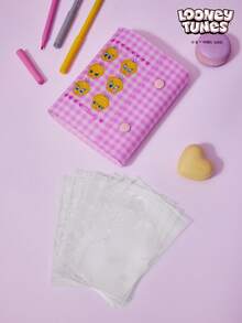 LOONEY TUNES X Joivida A7尺寸便携式透明星形活页夹，透明贴纸簿，照片收纳袋，相册，预算计划本，日记本，笔记本，办公用品，适用于上班族、学生、计划爱好者、办公室职员、文具收藏家、预算规划师、日常办公、校园学习、计划制作、预算记录、照片收纳、通勤携带，透明可视，星形设计美观，便携易带，兼容活页纸 - 彩色 - 查看 8