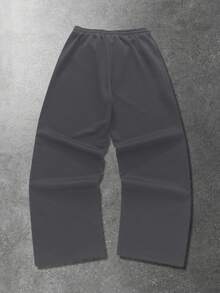 Men's Chinese Character Print Wide-Leg Sweatpants - Dark Grey - View 2
