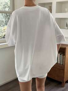 DAZY Women's Summer Round Neck Loose Short Sleeve Printed Vacation Style Pullover T-Shirt - White - View 8