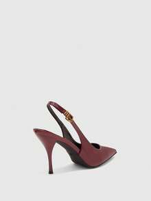 CUCCOO BIZCHIC European And American Style Glossy Pointed High Heels Stiletto Back Strap Shoes Banquet Commuter Reception Versatile Women's Closed Toe Sandals - Burgundy - View 3