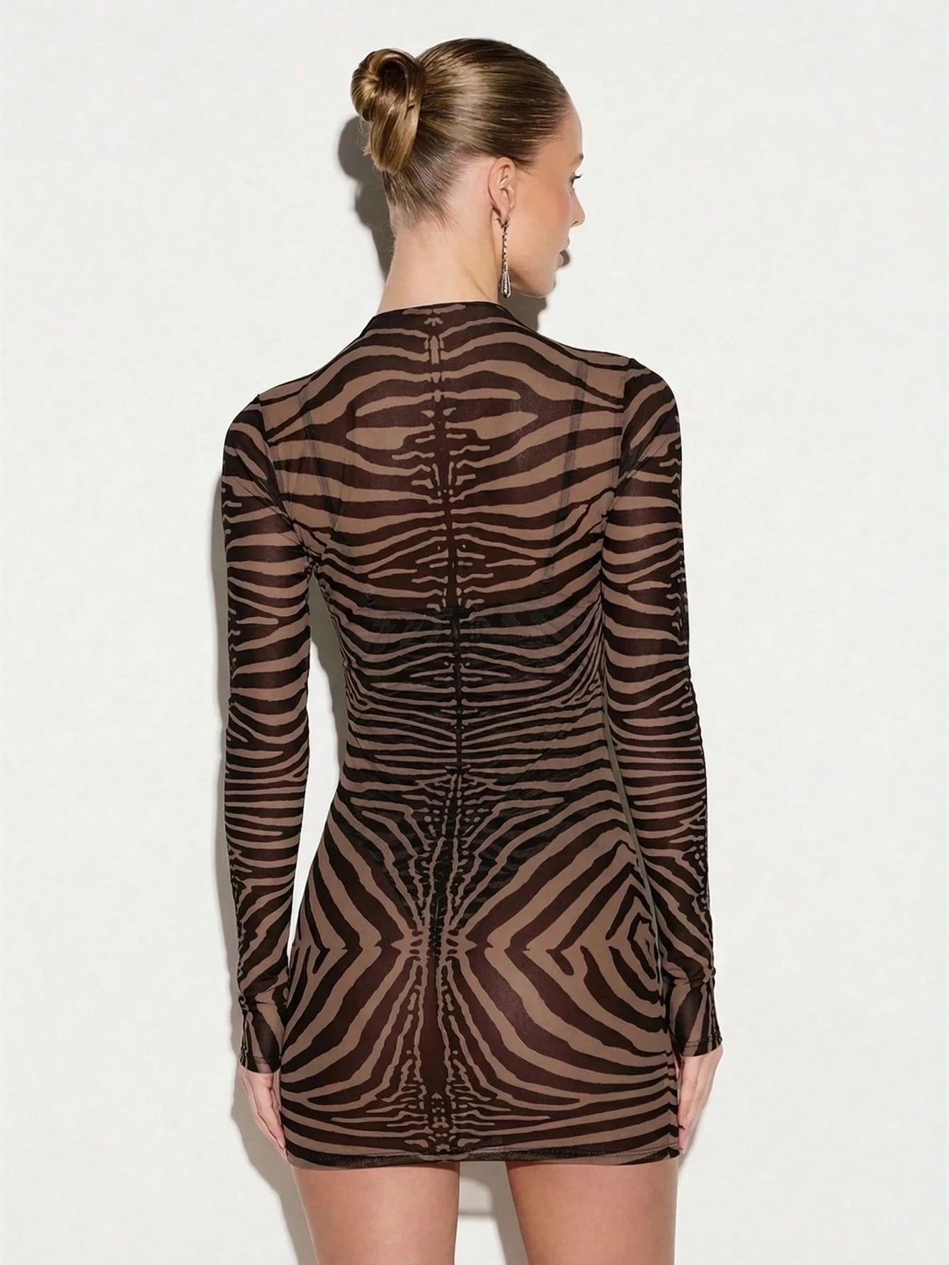 KIZN Zebra Print Mock Neck Bodycon Mini Dress