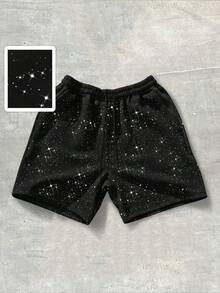 ROMWE MEN Street Life Men's Fashionable Shiny Shorts For Summer - Black - View 1