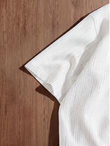 SWAVVY Men's Embroidered Design Short Sleeve Single-Breasted Casual Loose Shirt - White - View 4