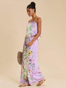 Travachic Vacation Print Tank Top & Pants 2 Pieces Set - Purple - View 3