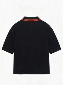 GALLERY FADE Camiseta de punto de manga corta con estampado de letras para hombre - Negro - Ver 2